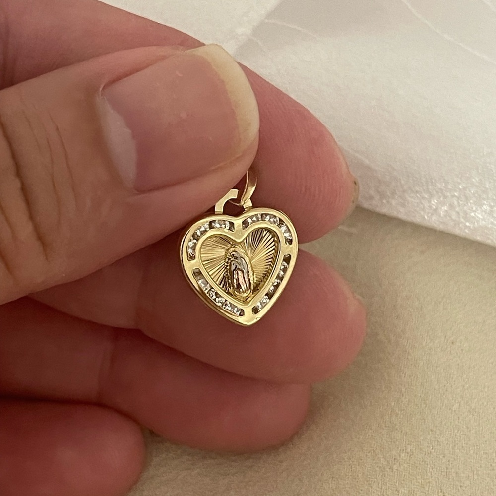 14k Gold Filled Our Lady Of Guadalupe Heart  Necklace Virgencita de Guadalupe - Picture 10 of 10